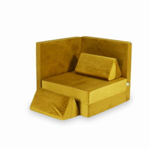 Minkšta Montessori Žaidimų Sofa Velvet Auksinė